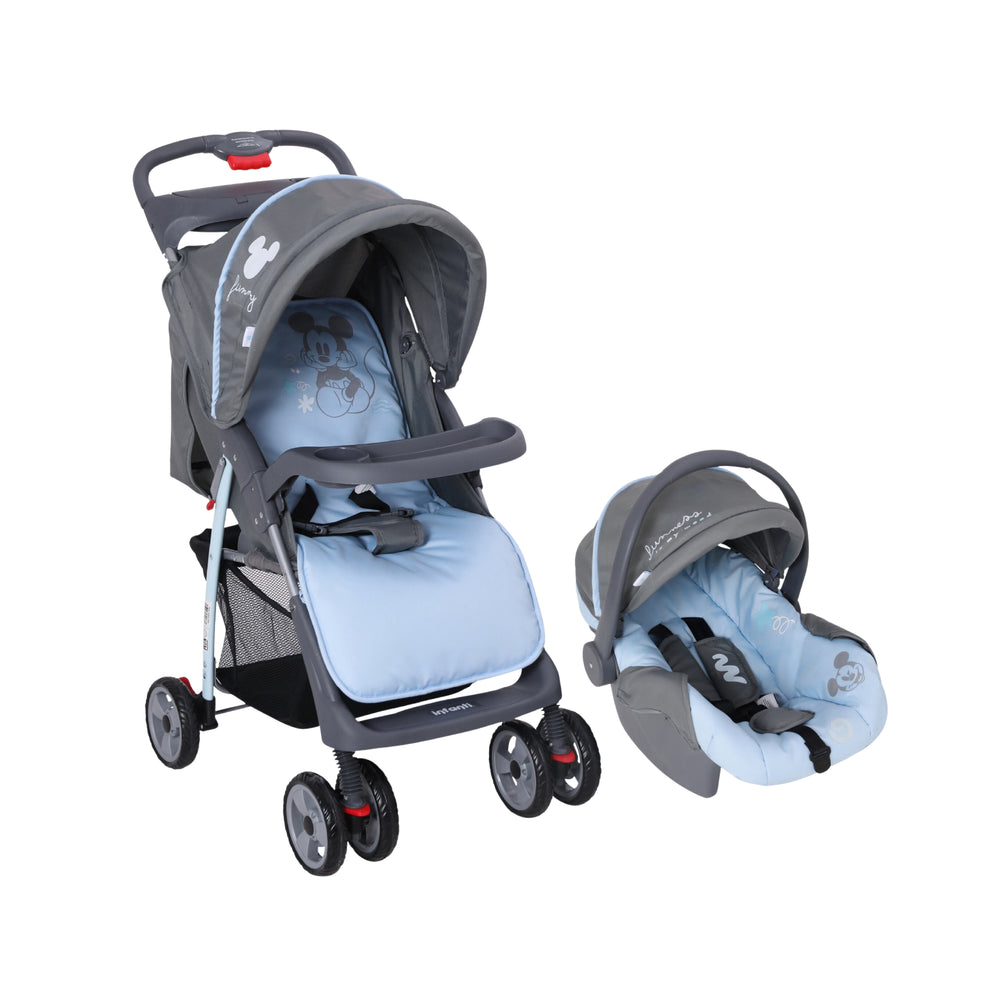 Carriola Travel System Disney, Mickey, Minnie, Stitch, Con Portabebé Y Charola, Infanti