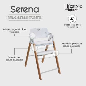 Silla Alta Periquera 2 En 1 Serena Plegable Con Arnes De 5 Puntos