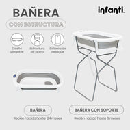 Bañera Plegable Infanti Gris Con Soporte