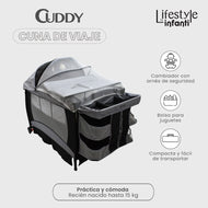 Lifestyle By Infanti Cuna De Viaje Cuddy Ultracompacta Convertible A Mecedora Color Gris