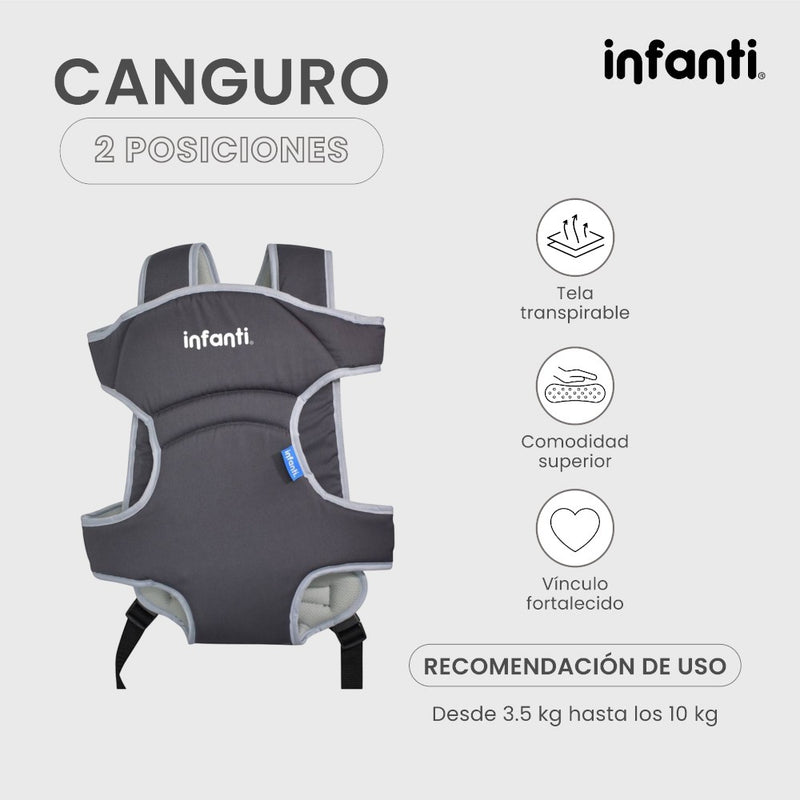 Canguro Infanti 2 Posiciones Cómodo y Seguro