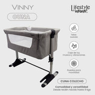 Cuna Colecho Vinny Gris Lifestyle by Infanti
