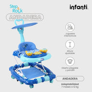 Andadera Step And Rock Mecedora Infanti Con Charola Electrónica Barra de Empuje