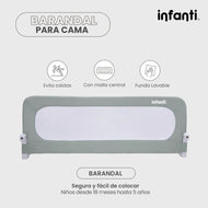 Barandal de Seguridad para Cama Infanti Color Gris