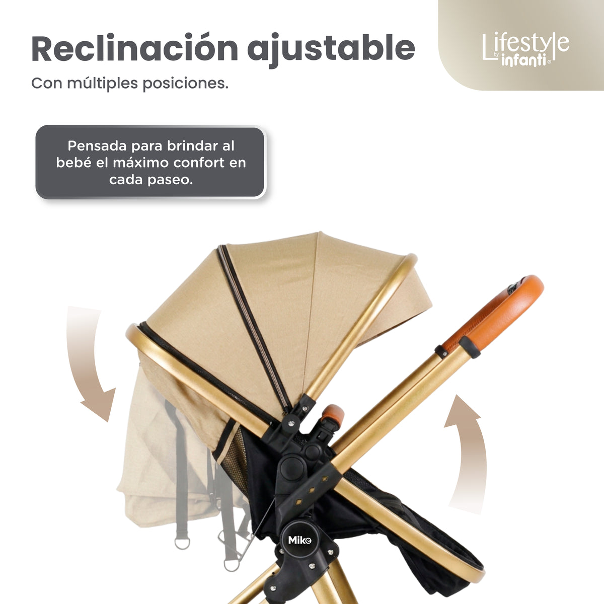 Carriola Travel System Mike Con Bambineto Reversible y Portabebé Grupo 0+