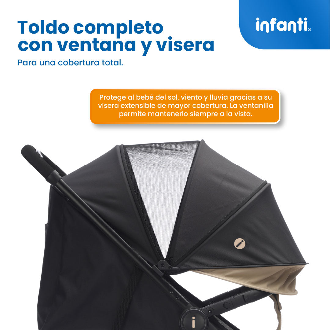 Carriola Grace Arena Con Toldo Completo Plegado Fácil Compacto Soporta Hasta 22 kg, Infanti