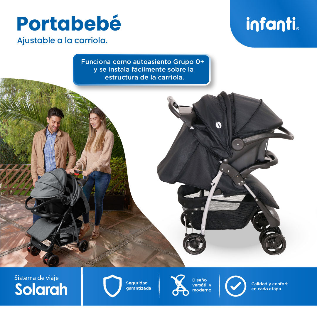 Carriola Travel System Solarah Con Portabebé Grupo 0+ y Plegado a Una Mano
