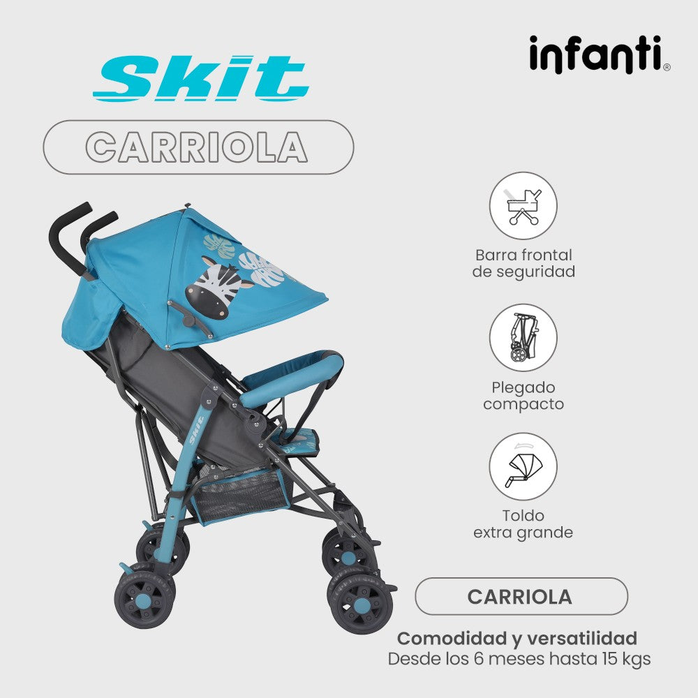 Infanti Carriola De Bastón Skit Ligera y Portátil 23XFL801 ARNES DE 3 PUNTOS