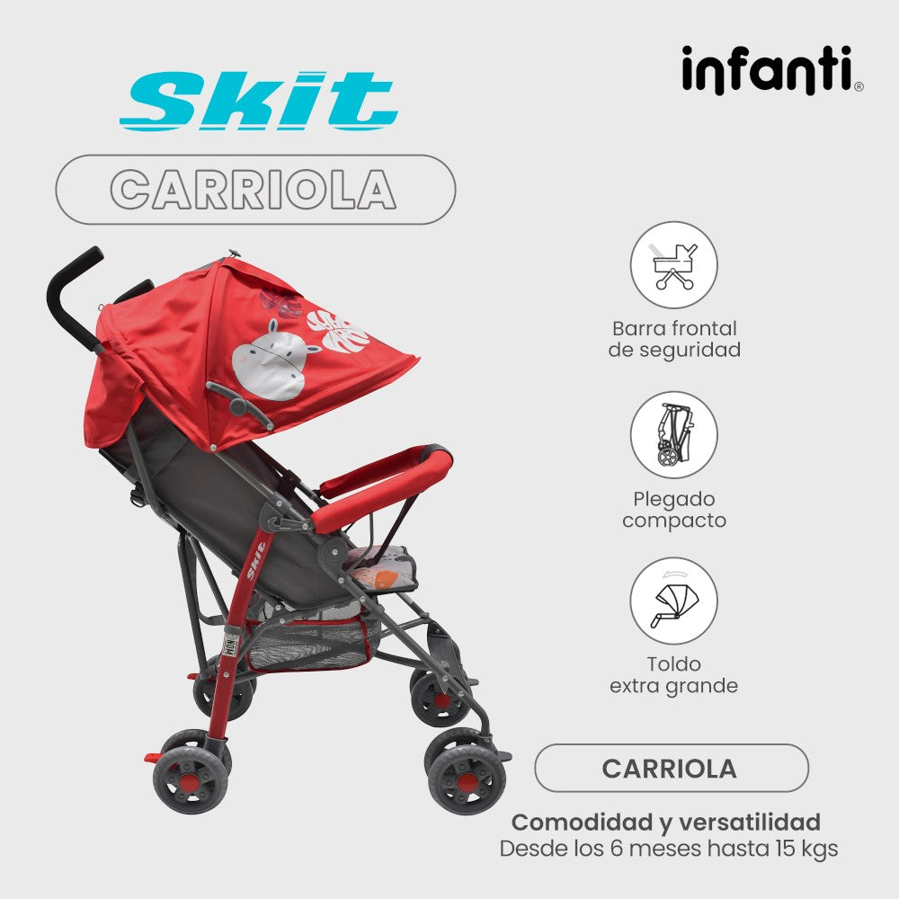 Infanti Carriola De Bastón Skit Ligera y Portátil 23XFL801 ARNES DE 3 PUNTOS