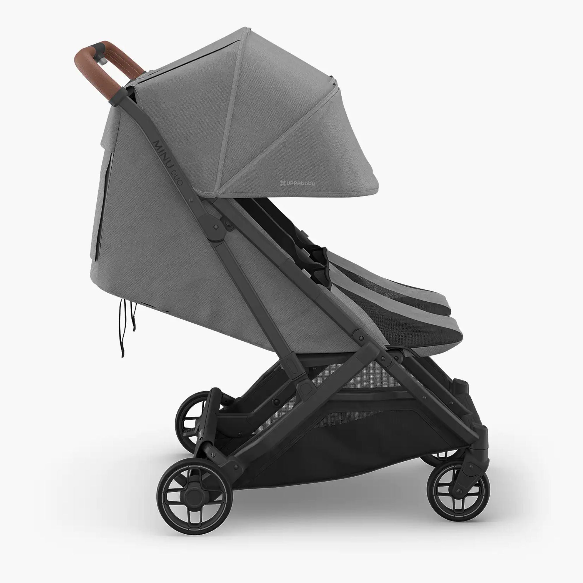 Carriola doble compacta Minu Duo para gemelos o hermanos desde nacimiento hasta 22 kg, diseño delgado y plegado con una mano fácil!!