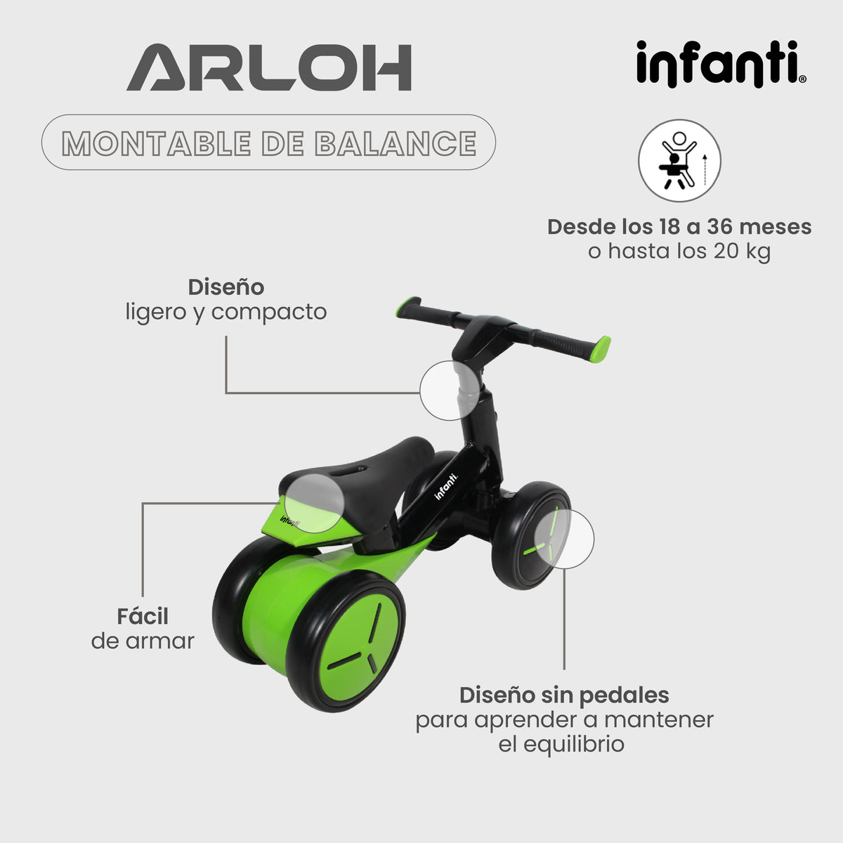 Montable De Balance Arloh Para Bebe Entrenador Sin Pedales