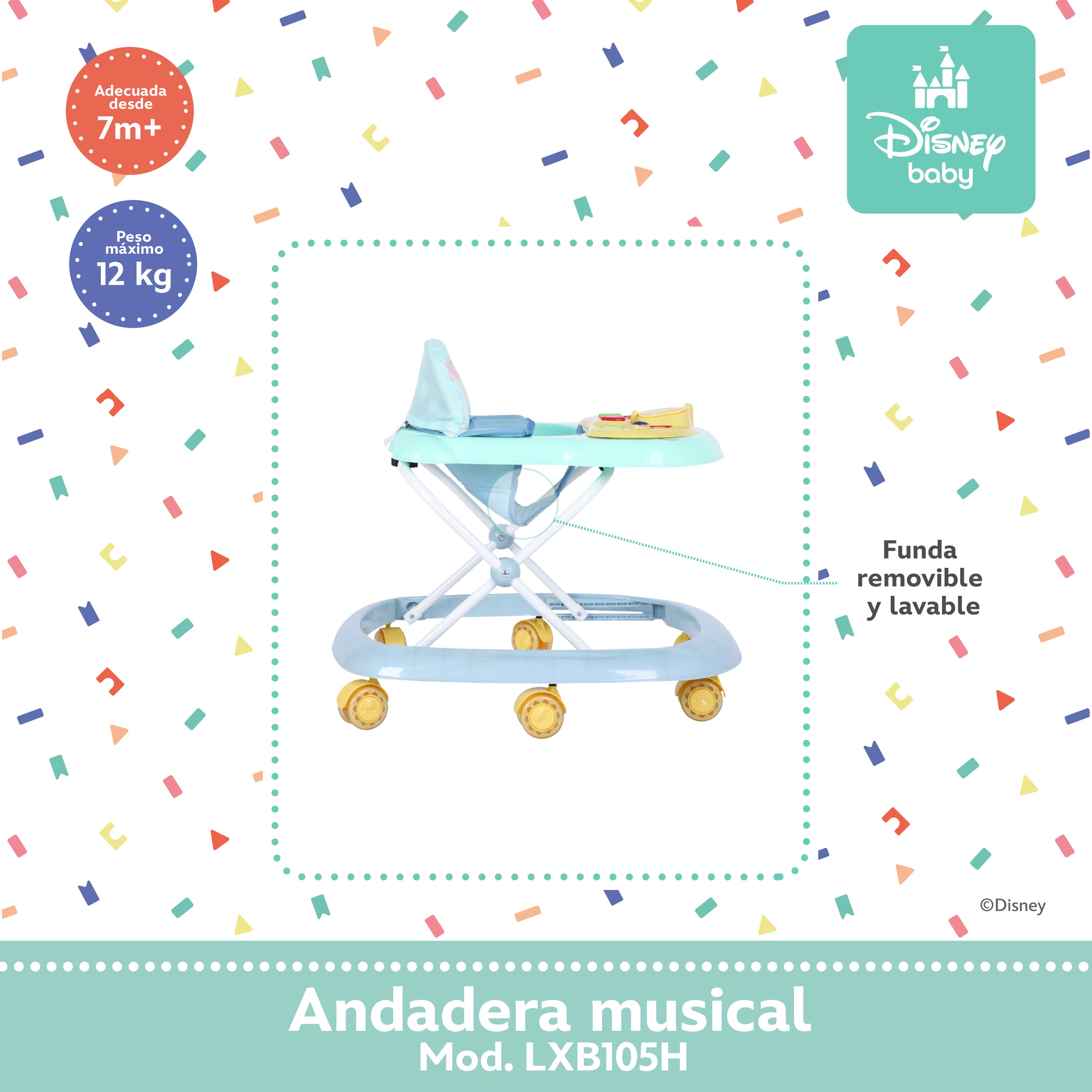 Andadera Musical Para Bebé Stitch Disney Baby Altura Ajustable
