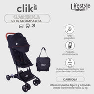 Carriola Lifestyle By Infanti Clik It Plegable Ligera Ideal Para Llevarla En Avión
