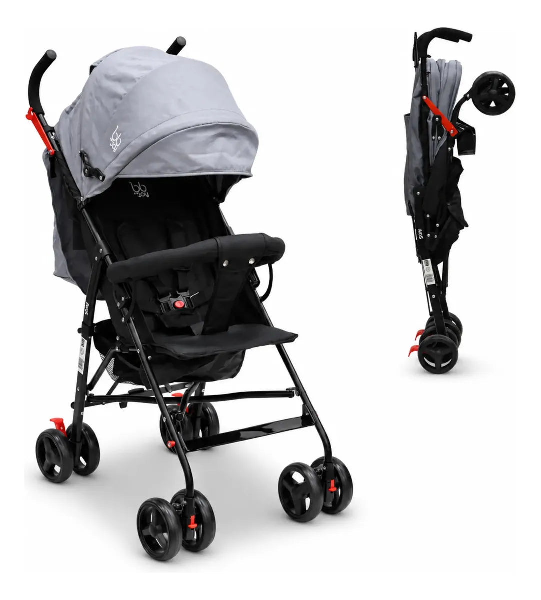 BB Joy Carriola Shay Ligera Plegable Gris Con Barra Y Toldo