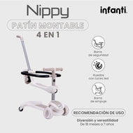 Infanti Patín - Montable 4 En 1 Nippy Con Barra De Seguridad