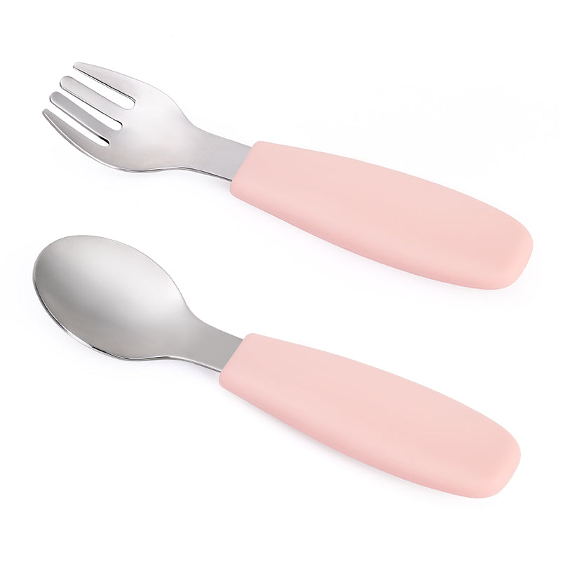 Juego de Cuchara y Tenedor con Mango Liso de Silicón, Lifestyle By Infanti.