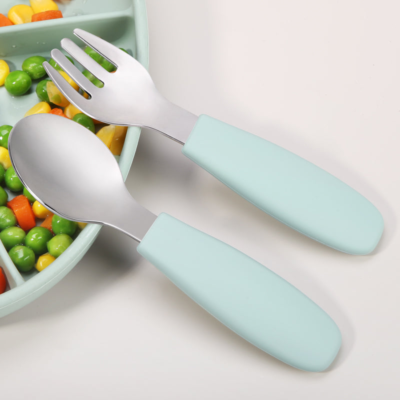 Set de Cubiertos 2 Piezas Cuchara Y Tenedor Con Mango Liso BPA Free