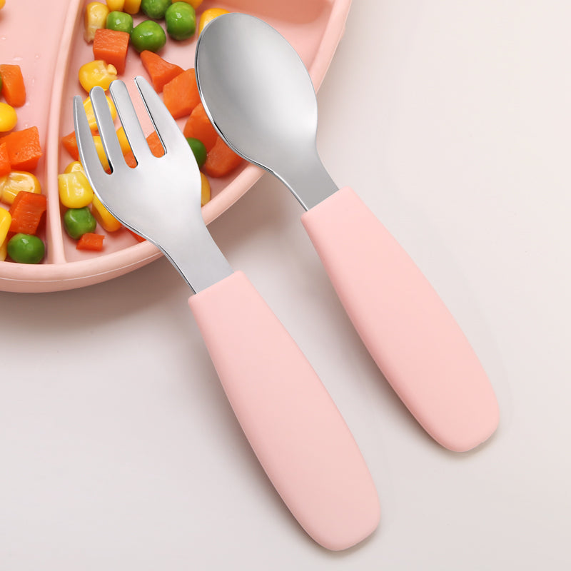 Set de Cubiertos 2 Piezas Cuchara Y Tenedor Con Mango Liso BPA Free