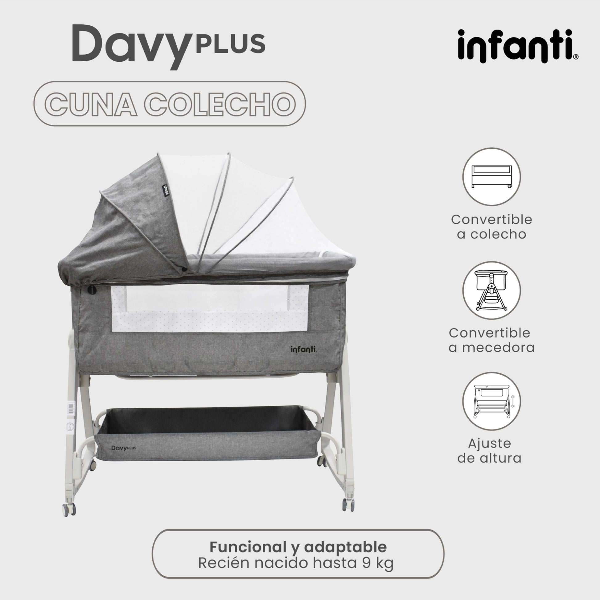 Cuna Colecho Para Bebe Mosquitero Con Cambiador Desmontable
