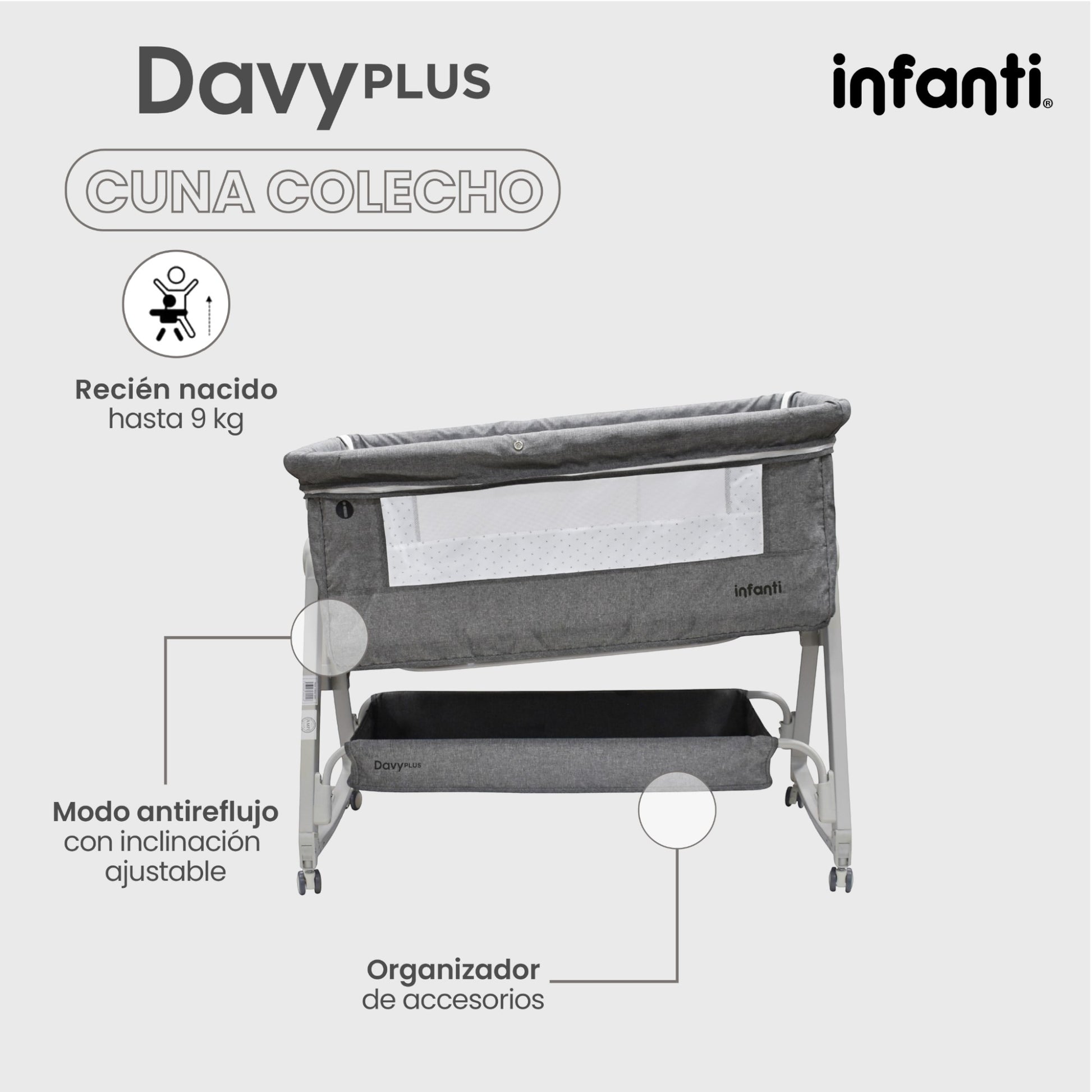 Cuna Colecho Para Bebe Mosquitero Con Cambiador Desmontable