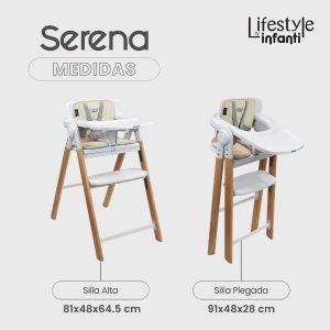 Silla Alta Periquera 2 En 1 Serena Plegable Con Arnes De 5 Puntos
