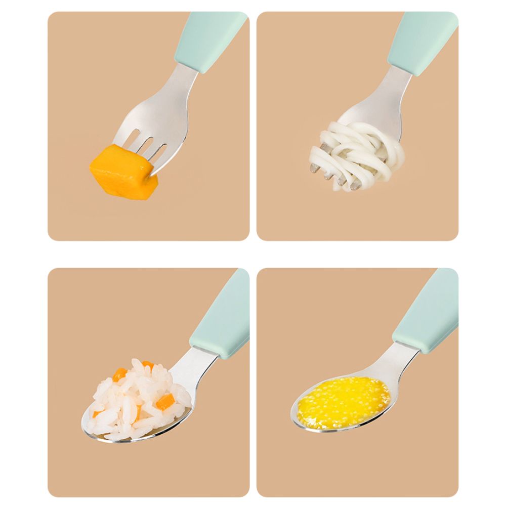 Set de Cubiertos 2 Piezas Cuchara Y Tenedor Con Mango Liso BPA Free