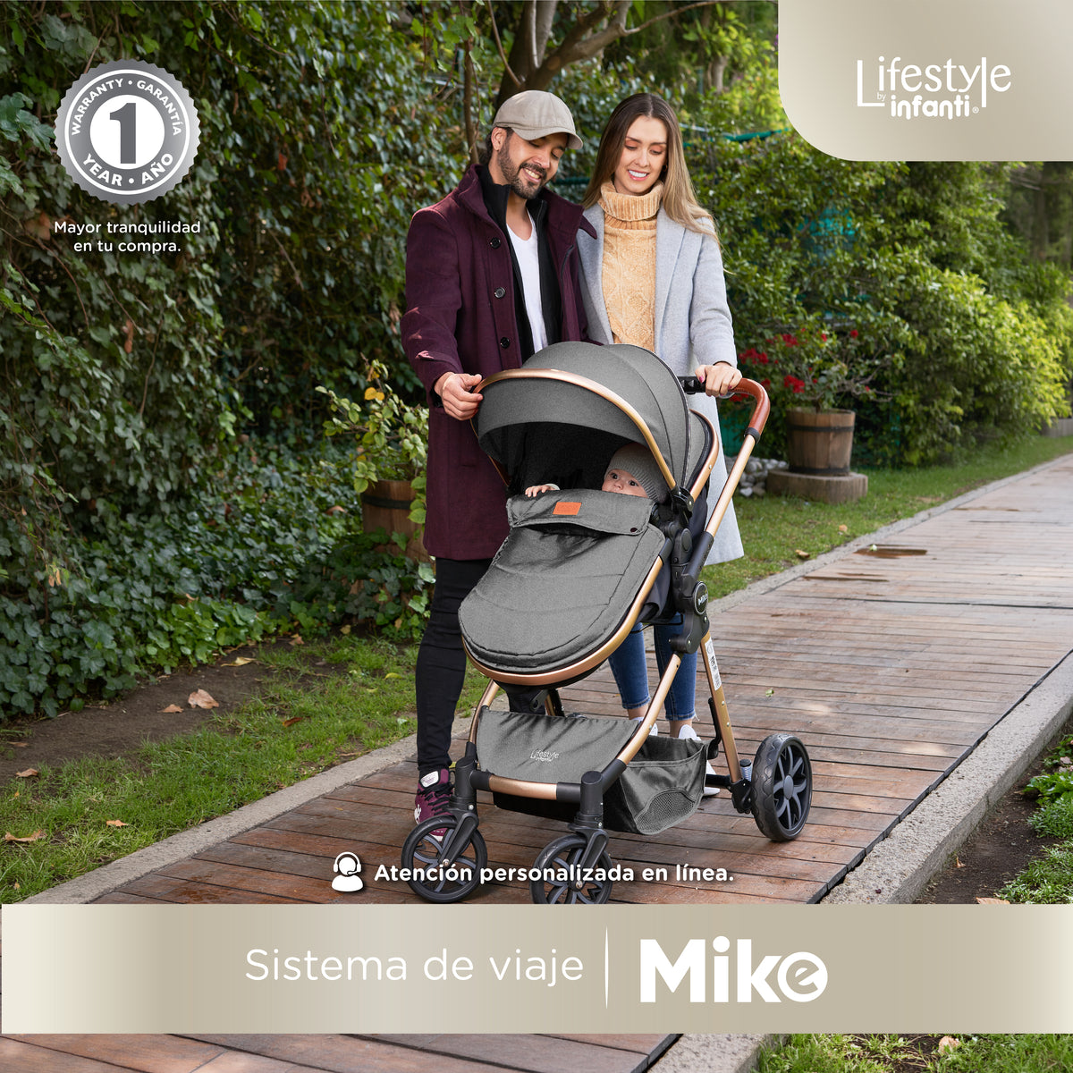 Carriola Travel System Mike Con Bambineto Reversible y Portabebé Grupo 0+