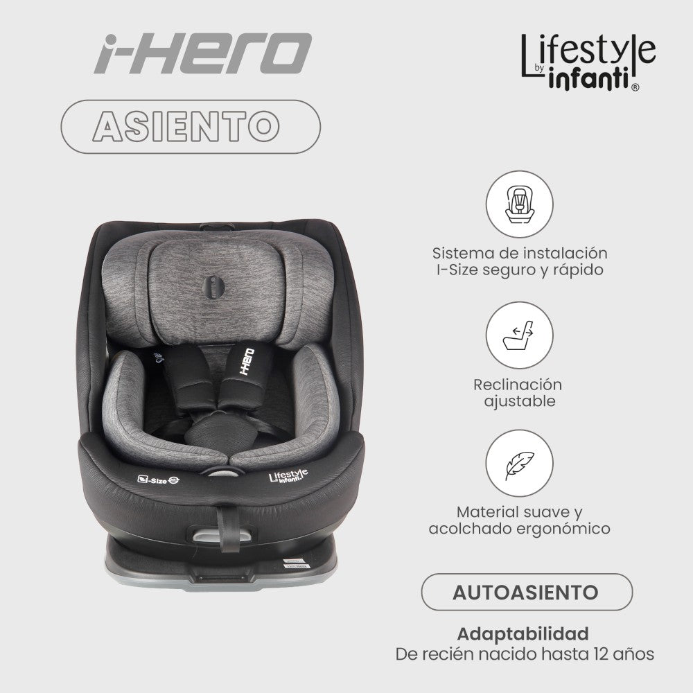 Autoasiento Lifestyle By Infanti I-Hero I-Size Negro/Gris