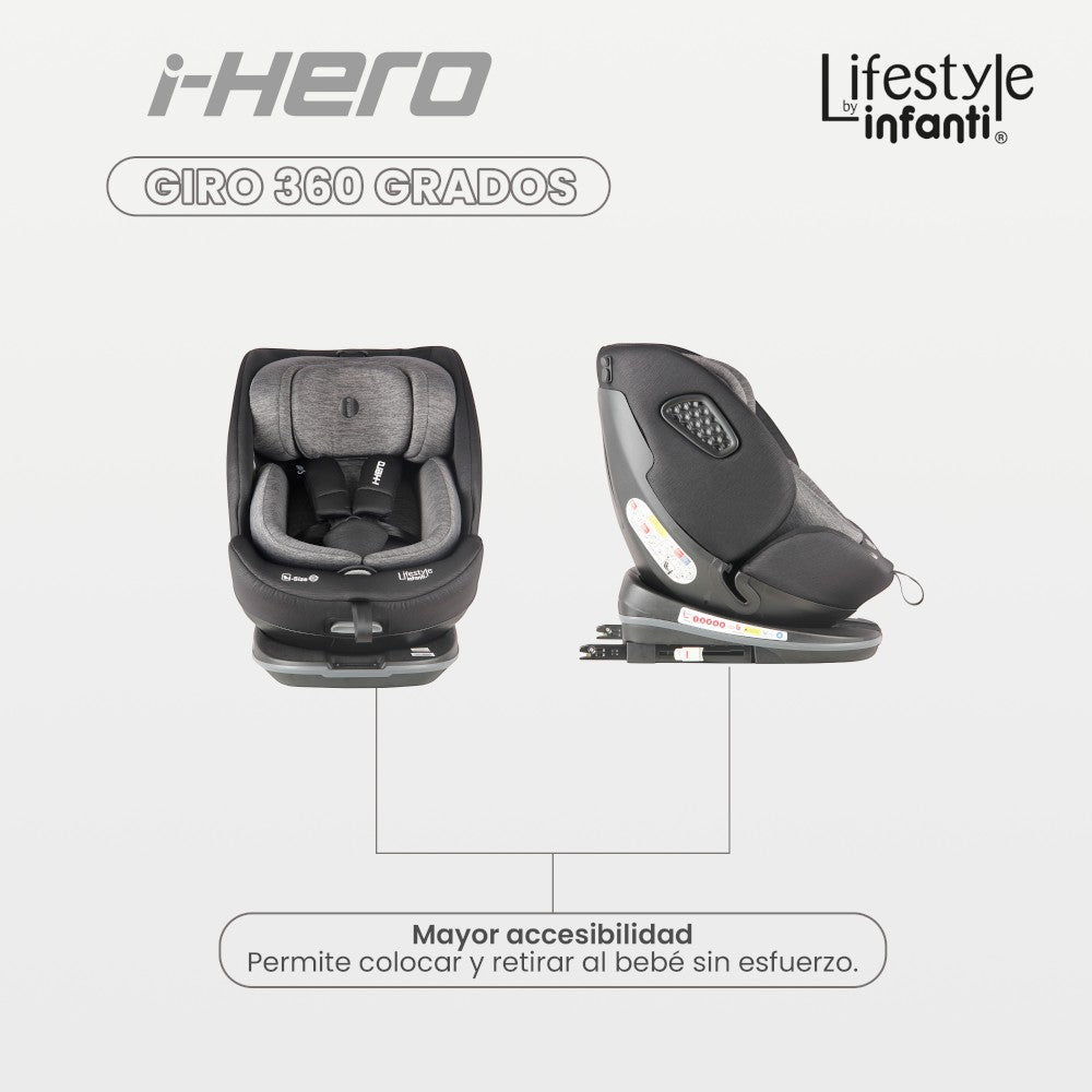 Autoasiento Lifestyle By Infanti I-Hero I-Size Negro/Gris