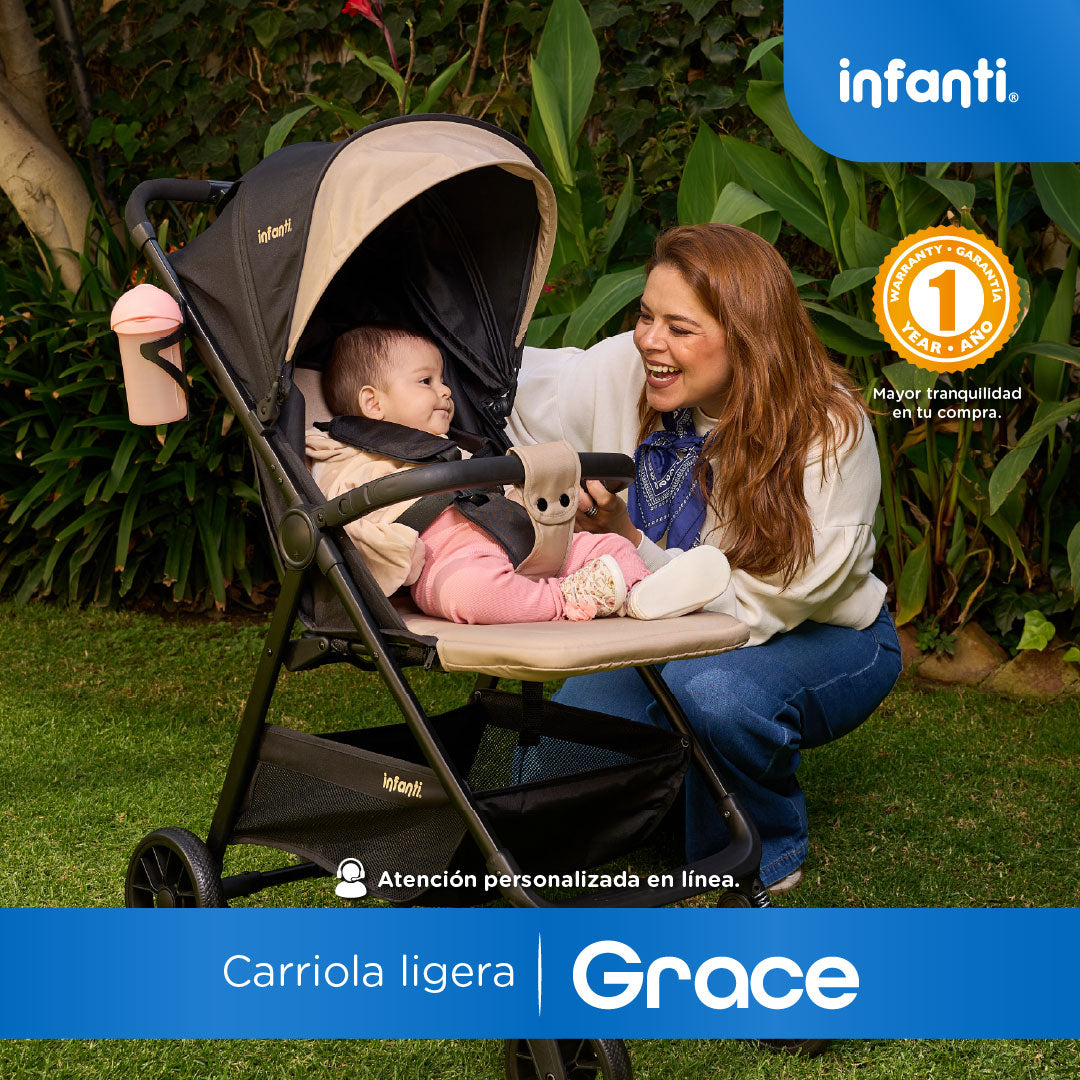 Carriola Grace Arena Con Toldo Completo Plegado Fácil Compacto Soporta Hasta 22 kg, Infanti