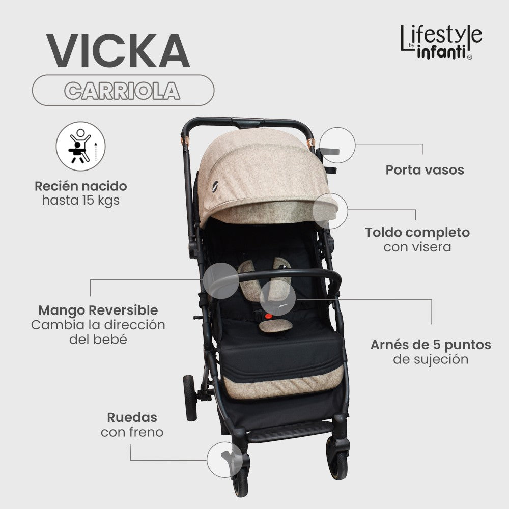 Carriola Vicka Travel System Lifestyle By Infanti Reversible Y  Compacta