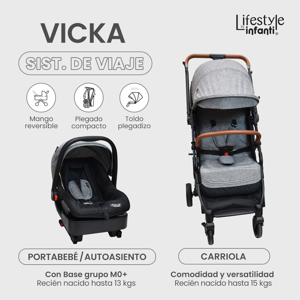 Carriola Vicka Travel System Lifestyle By Infanti Reversible Y  Compacta
