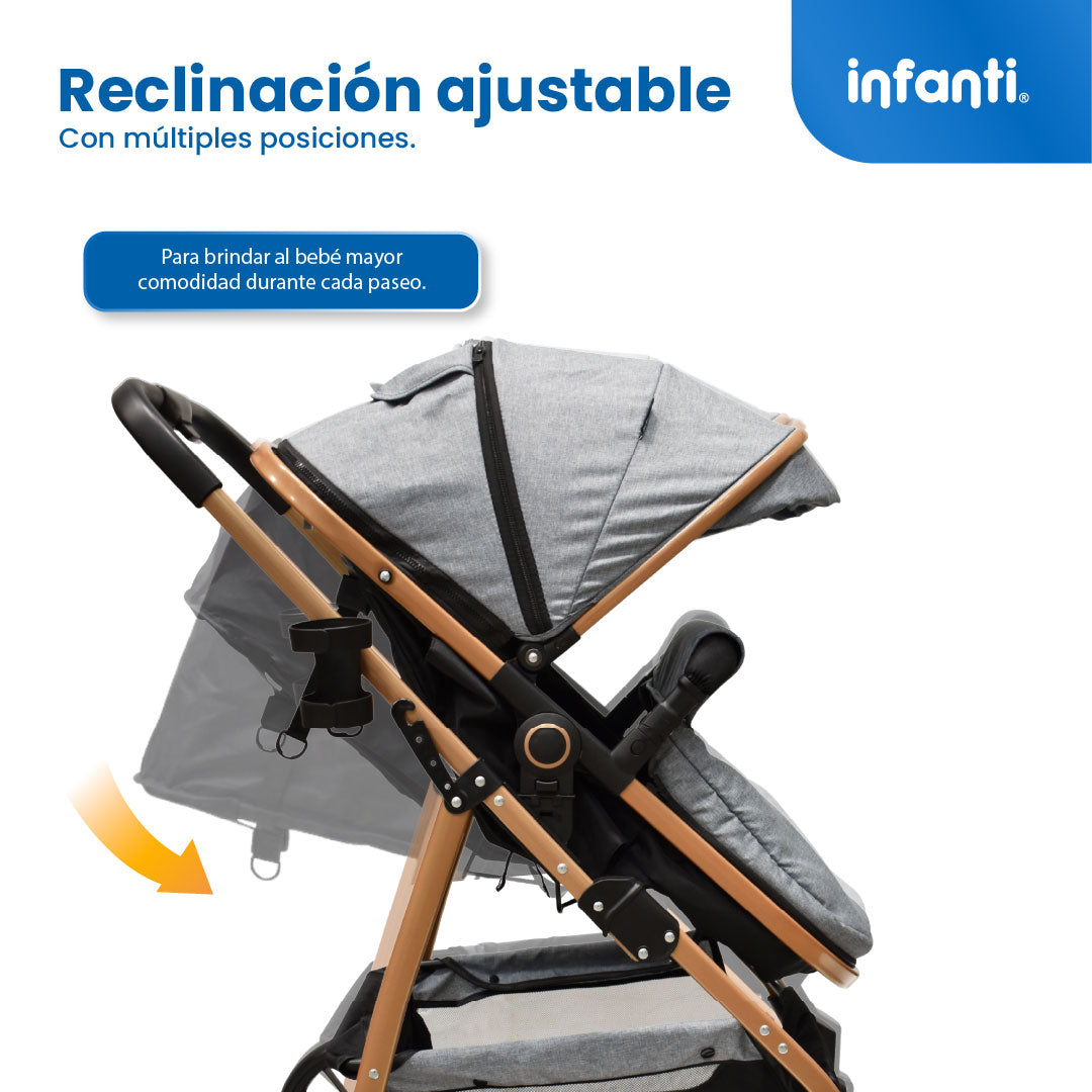 Carriola Sistema de Viaje Welly Convertible a Bambineto Negro con Portabebé Grupo0+, Asiento Reversible, Reclinado Ajustable, Arnés de 5 Puntos, Toldo Plegable, Cubrepiés y Canastilla Amplia para Bebé