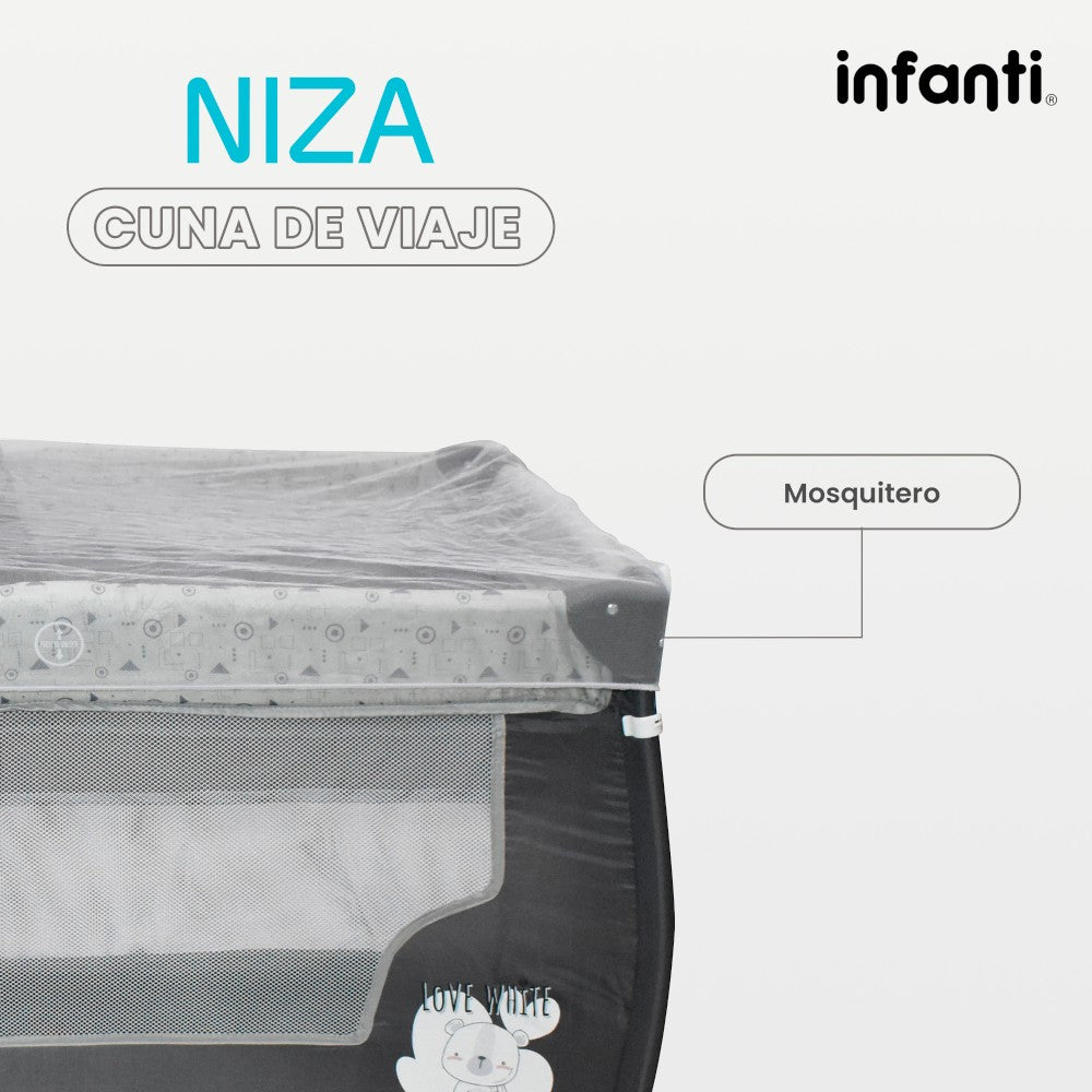 Cuna De Viaje Para Bebé Tipo Corral Niza Color Gris