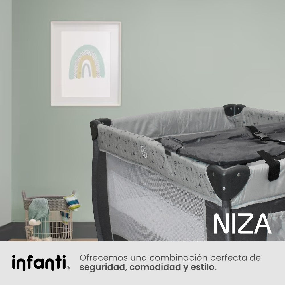Cuna De Viaje Para Bebé Tipo Corral Niza Color Gris