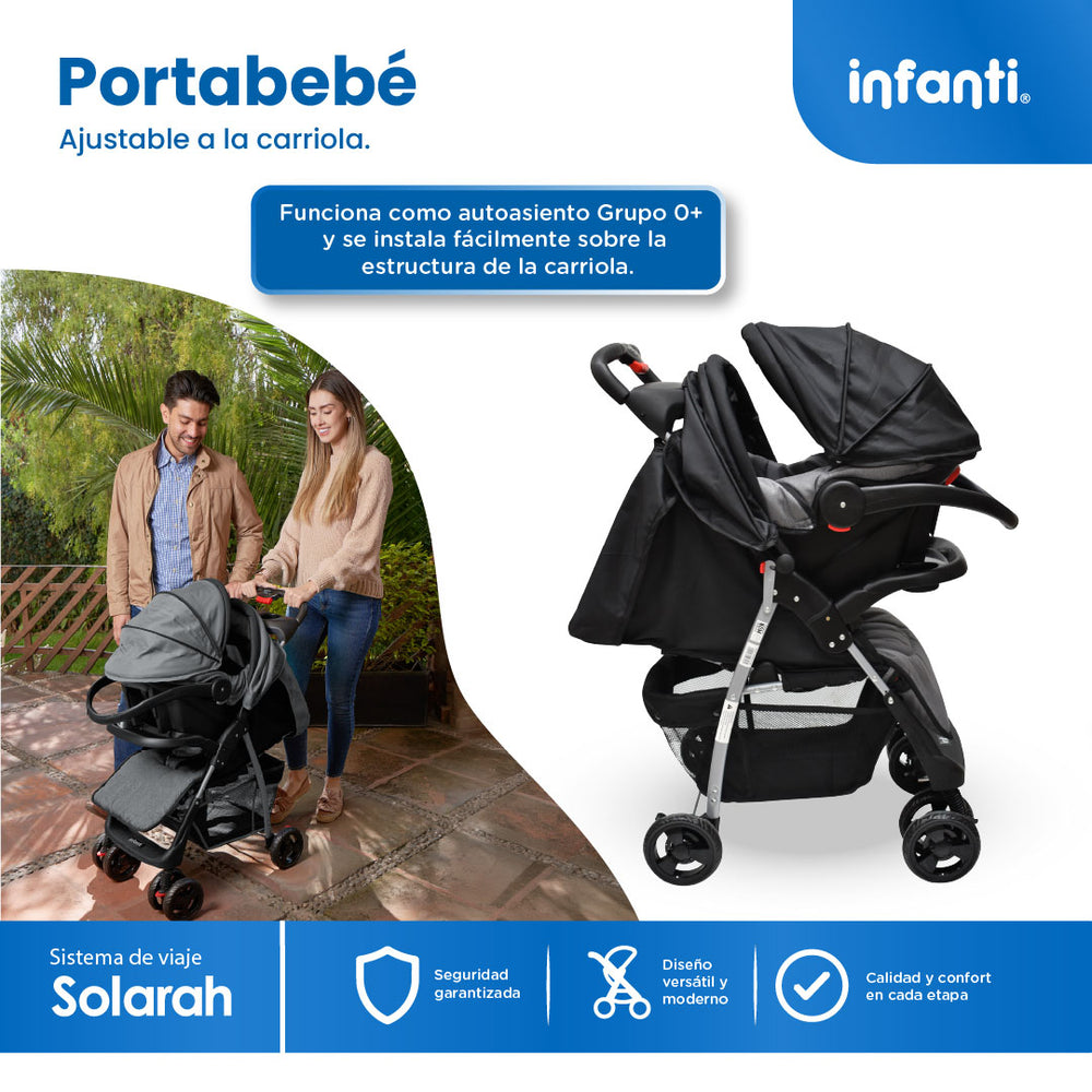 Carriola Travel System Solarah Con Portabebé Grupo 0+ y Plegado a Una Mano