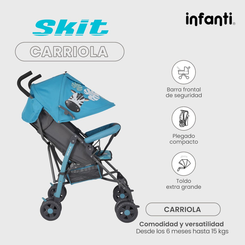Infanti Carriola De Bastón Skit Ligera y Portátil 23XFL801 ARNES DE 3 PUNTOS