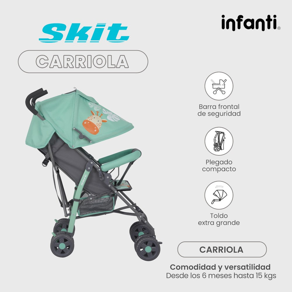 Infanti Carriola De Bastón Skit Ligera y Portátil 23XFL801 ARNES DE 3 PUNTOS