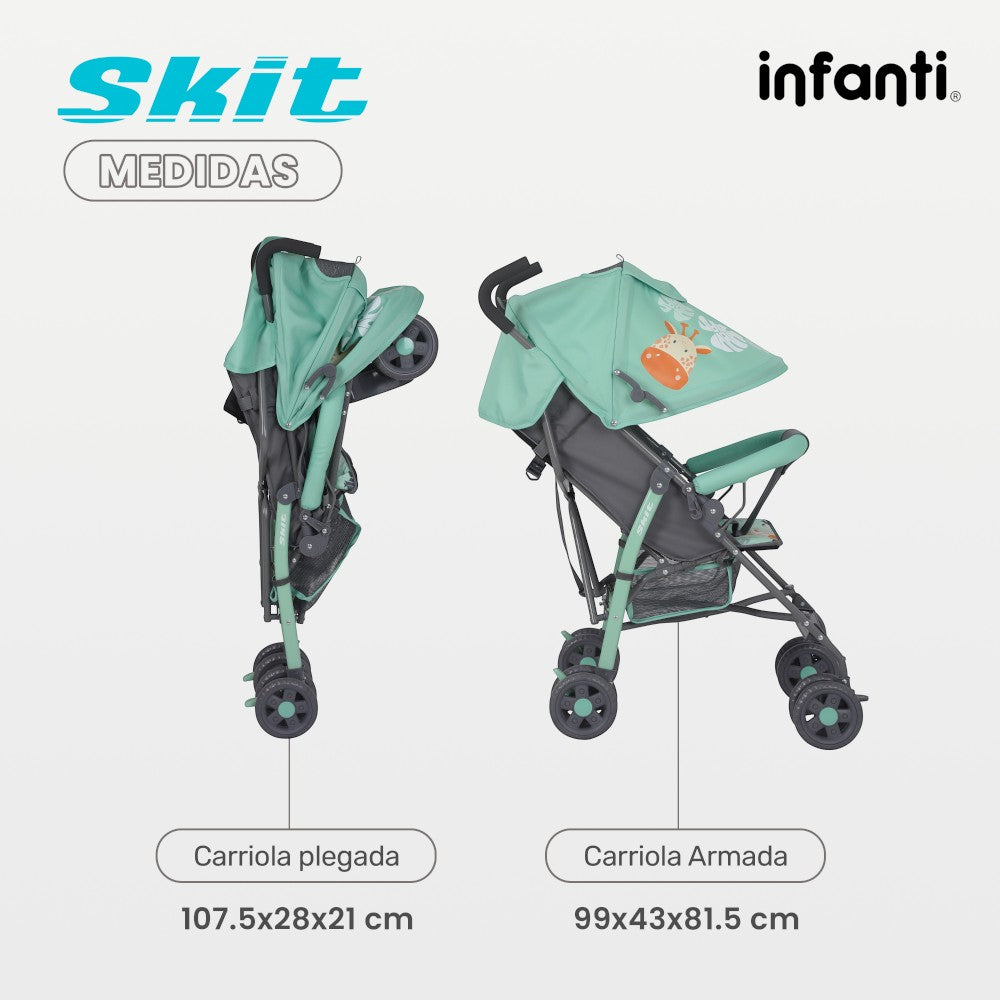 Infanti Carriola De Bastón Skit Ligera y Portátil 23XFL801 ARNES DE 3 PUNTOS