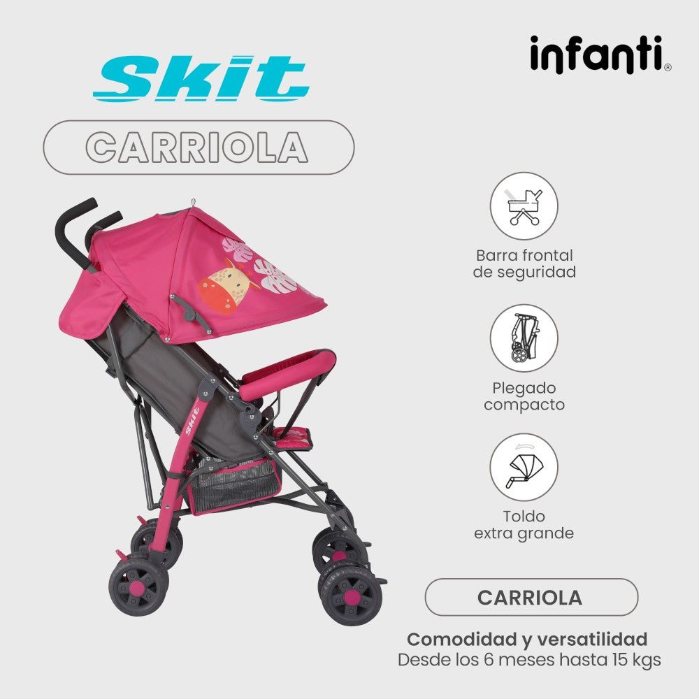 Infanti Carriola De Bastón Skit Ligera y Portátil 23XFL801 ARNES DE 3 PUNTOS