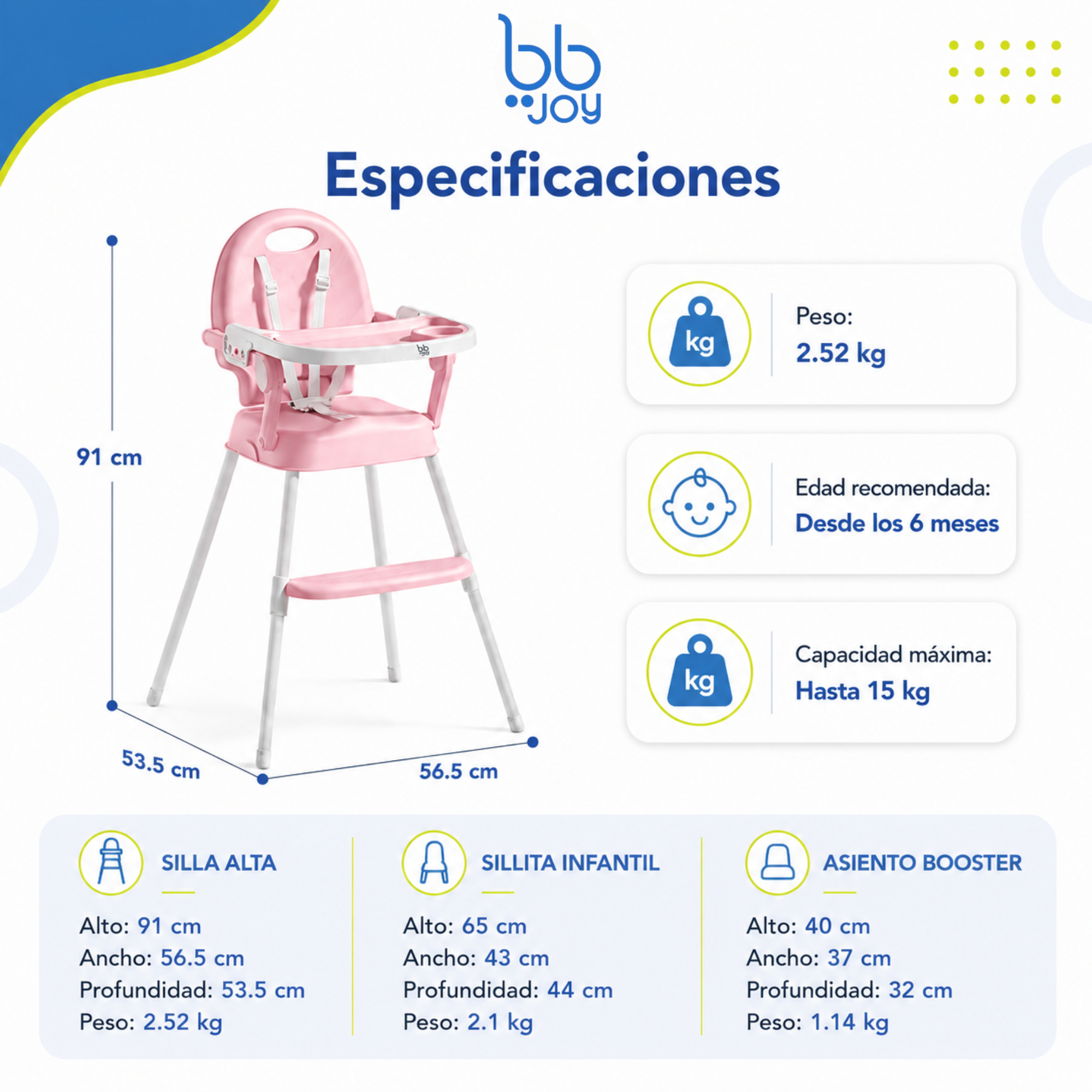 Silla alta 3 en 1 Jinah Con Plegado Compacto