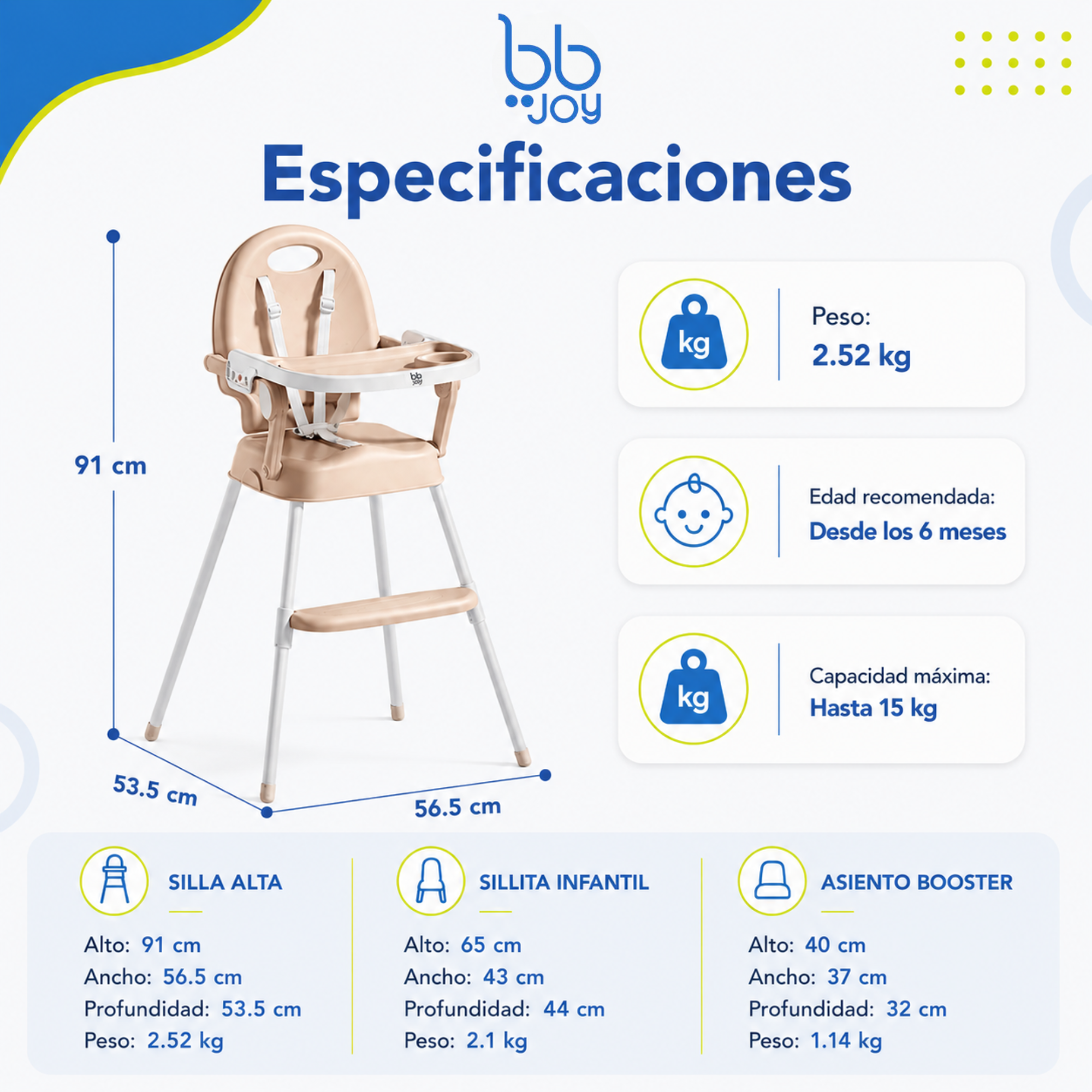 Silla alta 3 en 1 Jinah Con Plegado Compacto