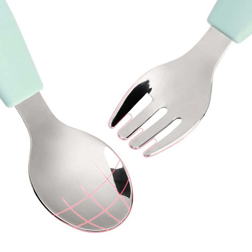 Set de Cubiertos 2 Piezas Cuchara Y Tenedor Con Mango Liso BPA Free