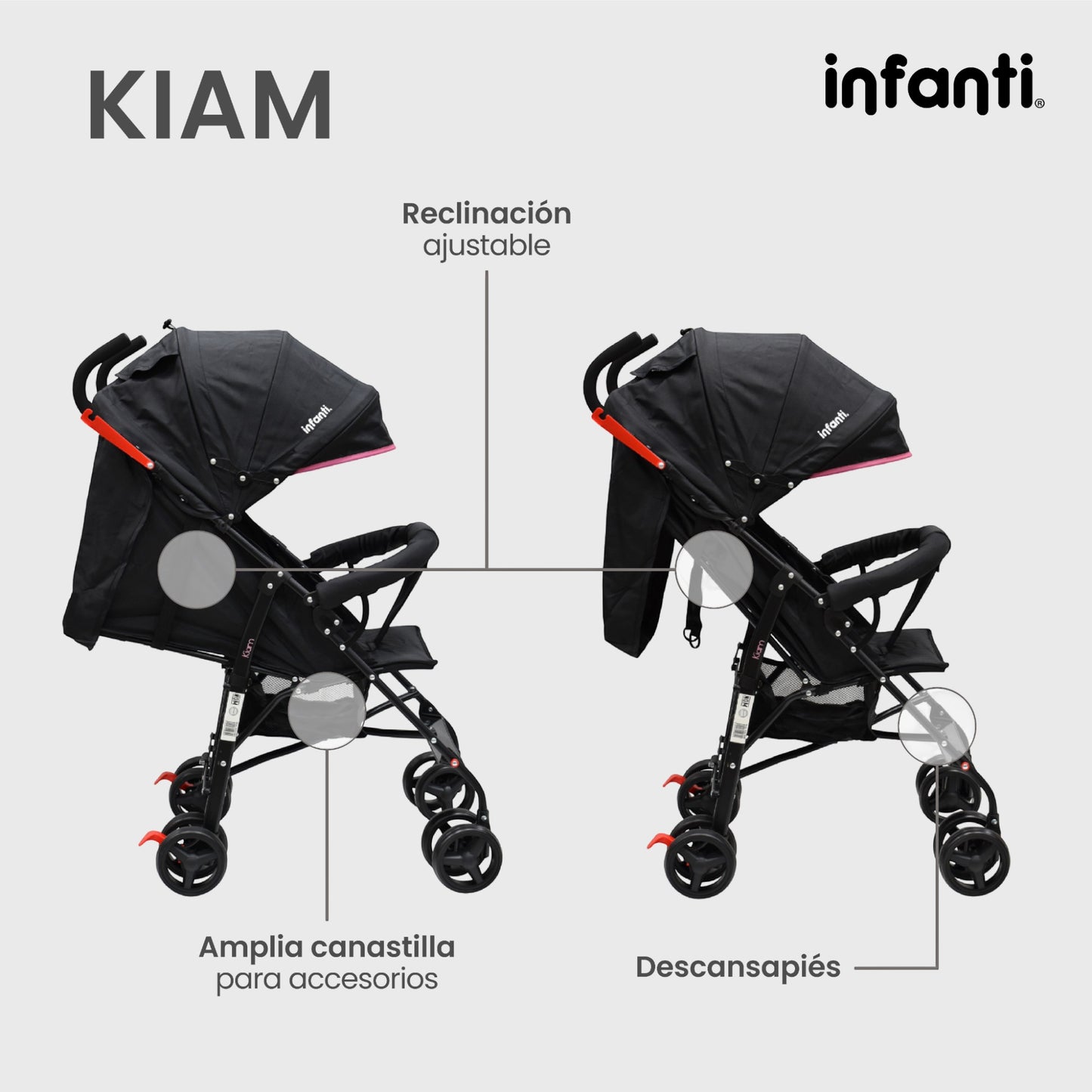 Carriola Para Bebe Kiam Compacta, Ligera, Plegable