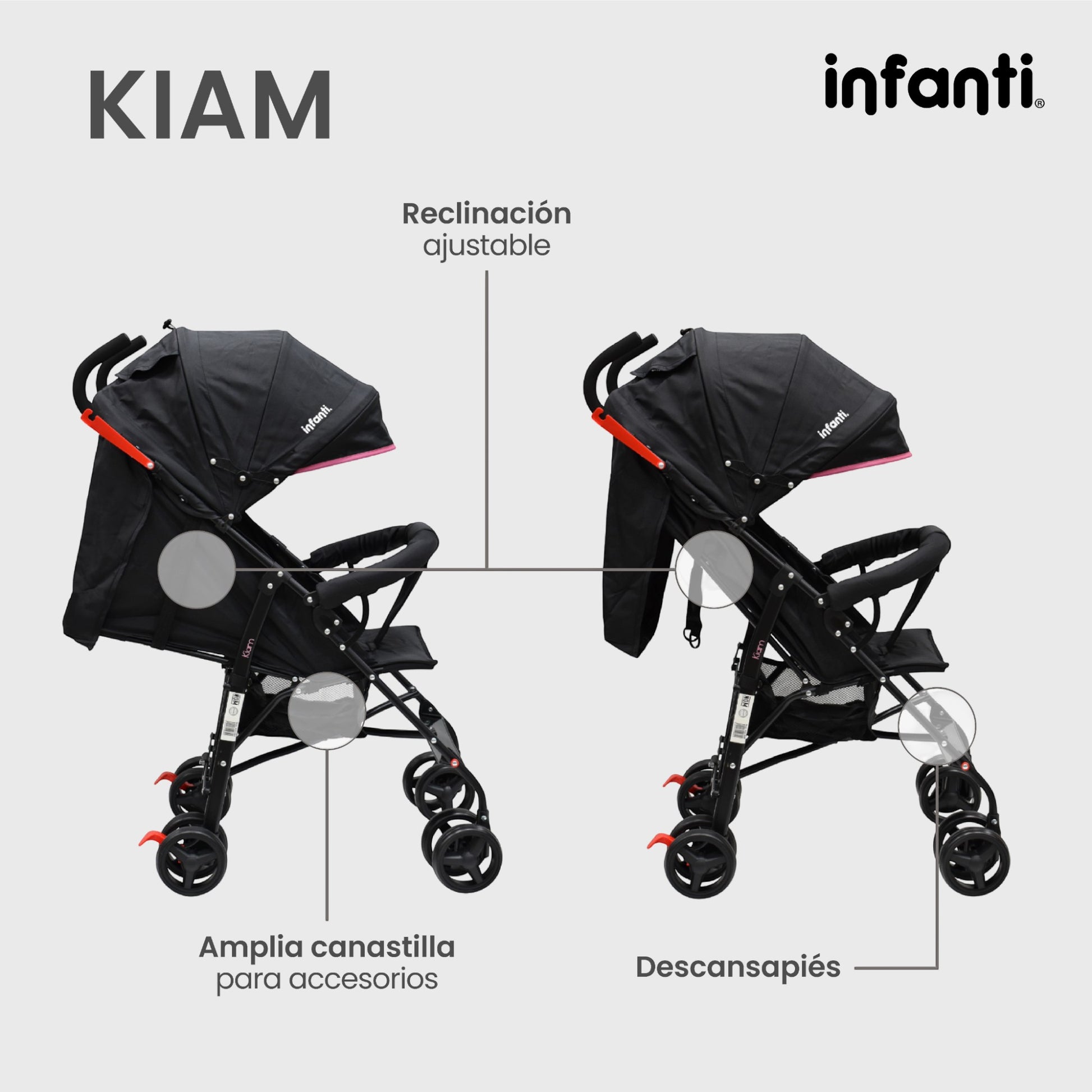 Carriola Para Bebe Kiam Compacta, Ligera, Plegable