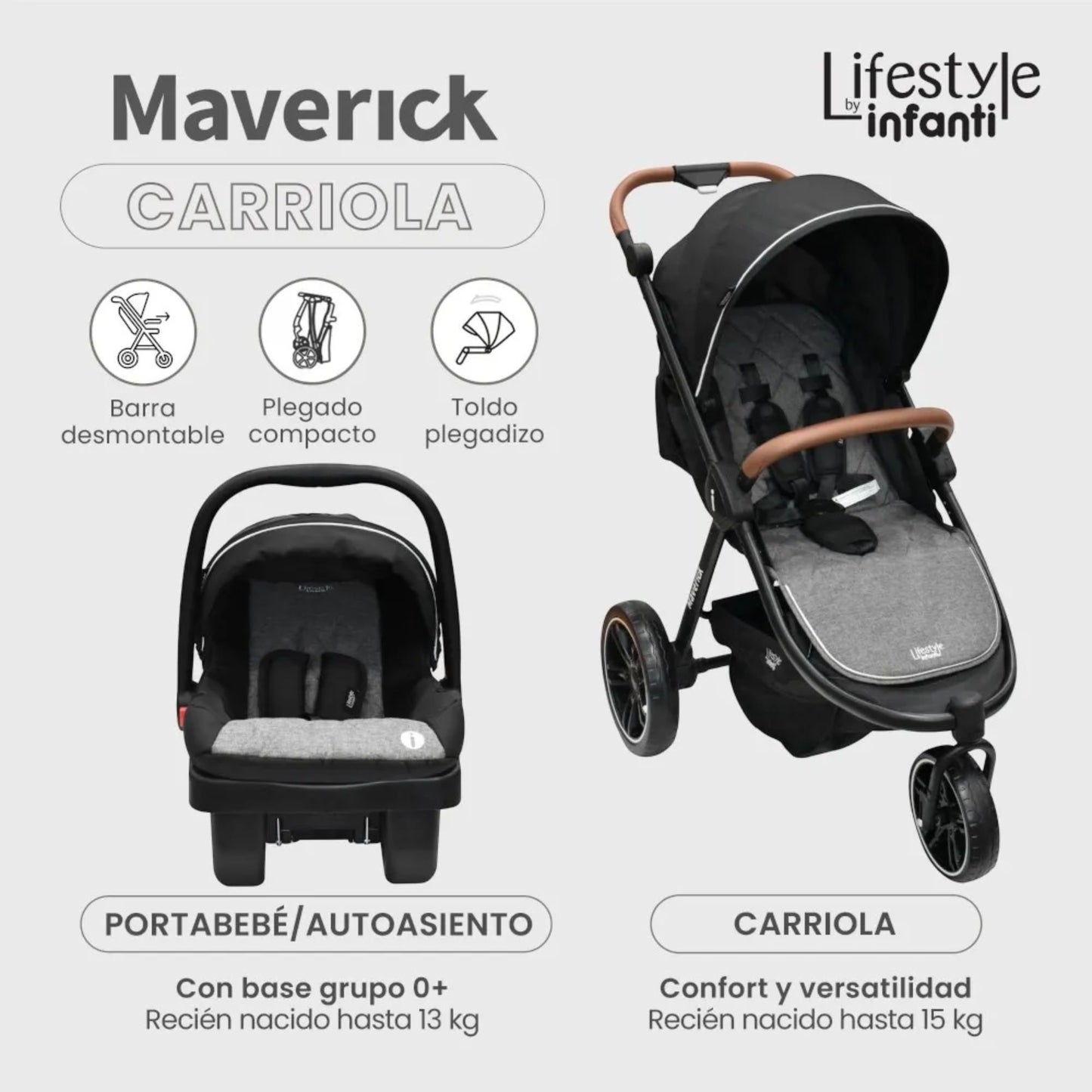 Carriola Sistema De Viaje Maverick + Cuna Corral Davy Plus