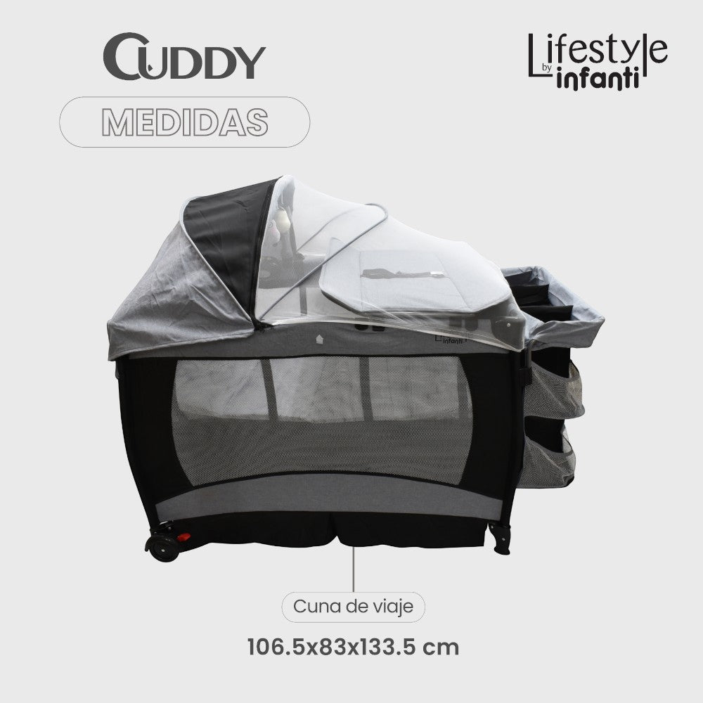 Lifestyle By Infanti Cuna De Viaje Cuddy Ultracompacta Convertible A Mecedora Color Gris