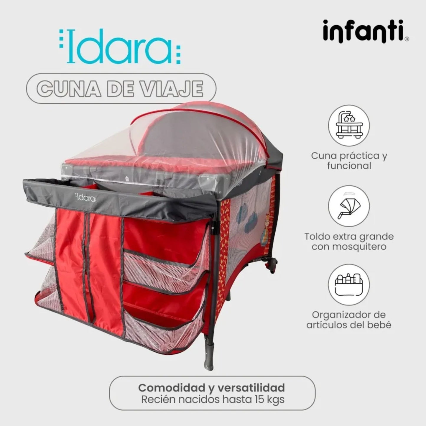 Carriola Sistema De Viaje Lenni + Cuna Corral Cambiador Idara