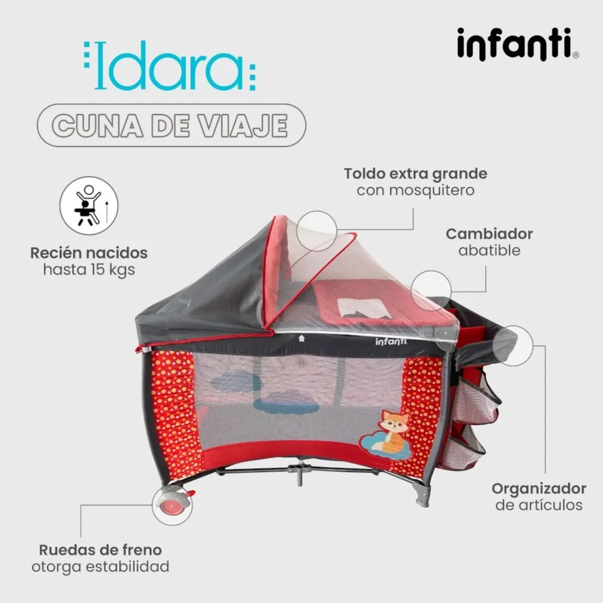 Carriola Sistema De Viaje Lenni + Cuna Corral Cambiador Idara