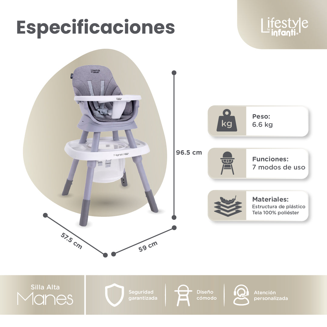 Silla Alta 7 en 1 Manes Con Centro de Entretenimiento y Mesa de Juego